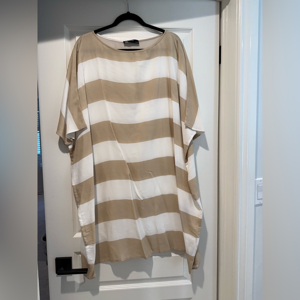 Striped Tan and White Dress